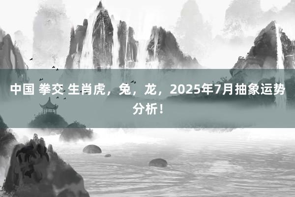 中国 拳交 生肖虎，兔，龙，2025年7月抽象运势分析！
